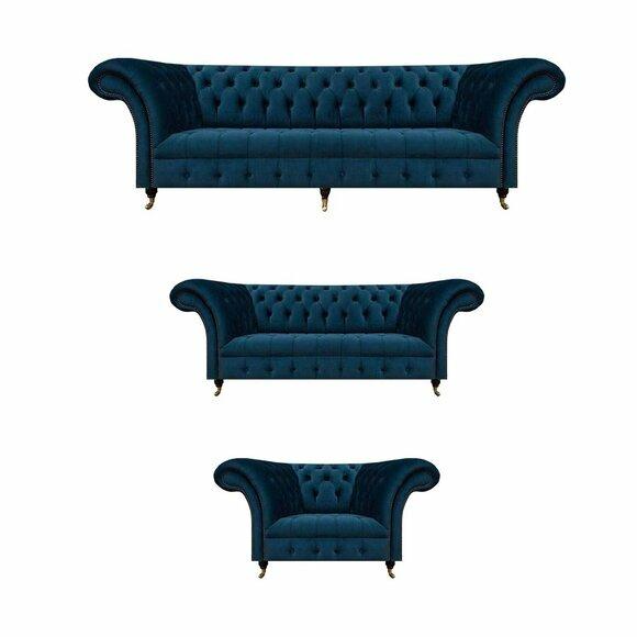 Elegante Chesterfield Sofas Wohnzimmer Sitzmöbel Designer Couchen 3tlg von JV Moebel
