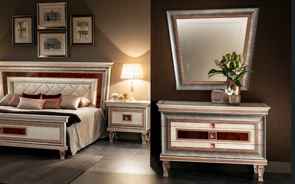 Elegante Stil Möbel Schlafzimmer Kommode Schrank Klassische Anrichte mit Spiegel Elegante Stil Möbel Schlafzimmer Kommode Schrank Klassische Anrichte mit Spiegel von JV Möbel
