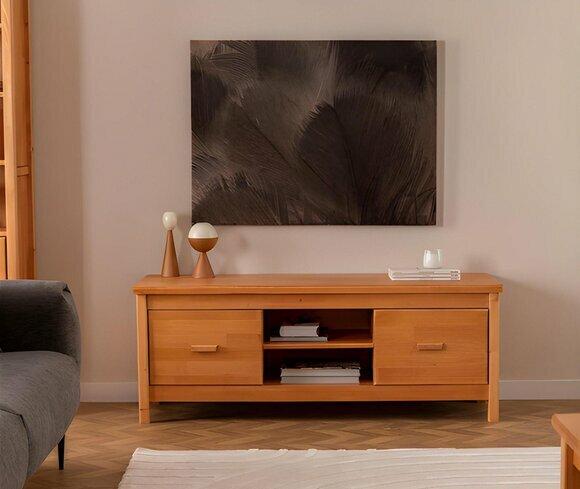 Eleganter Brauner TV-Ständer Wohnzimmer Lowboard Holz Schubladentisch von JV Moebel