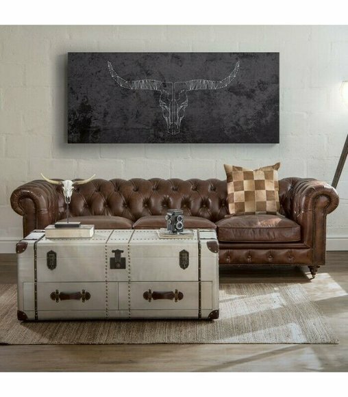 Englische Chesterfield Couch Leder Sofa Couchen Sofas Dreisitzer von JV Möbel