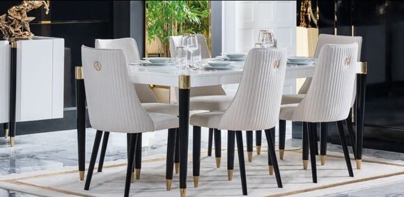 Ess Gruppe Holz Tisch Tische 7tlg Komplett Set Esstisch 6x Stühle Esszimmer Set von JV Möbel