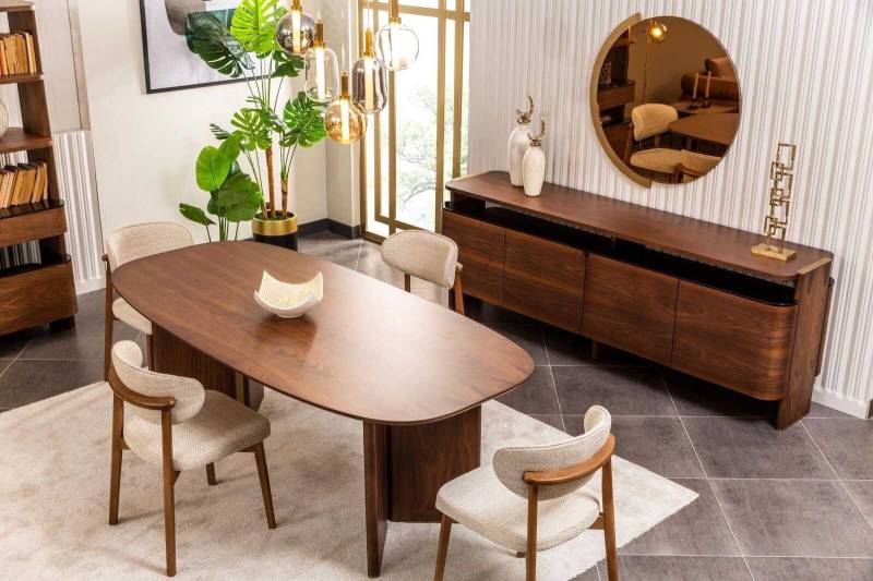 Essgruppe Essecke Esszimmer Esstisch Stühle Braun Anrichte Set 9tlg Essgruppe Essecke Esszimmer Esstisch Stühle Braun Anrichte Set 9tlg von JV Möbel