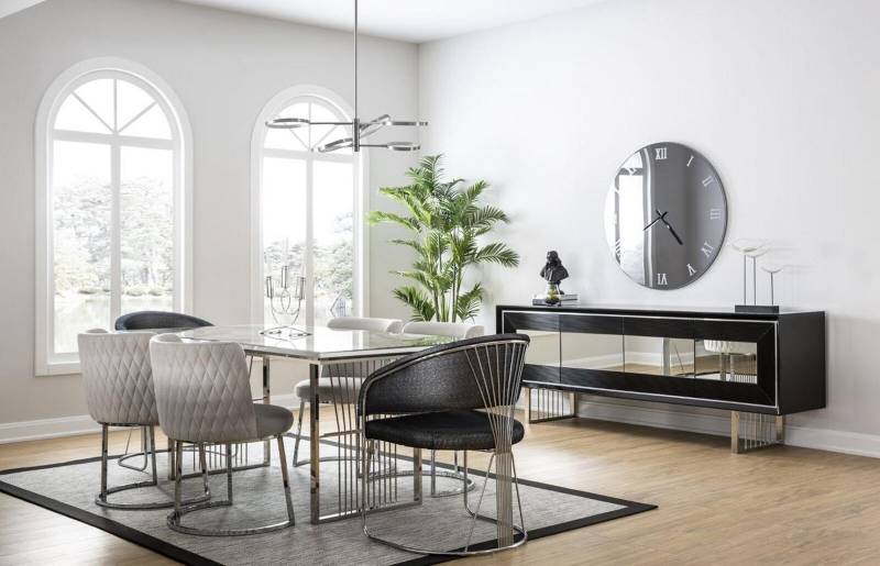 Essgruppe Esszimmer Garnitur Esstisch Set Sideboard Luxus Möbel 4 Stühle Tisch von JV Möbel