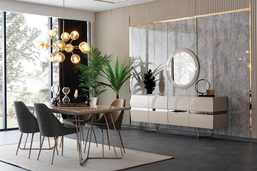 Essgruppe Esszimmergruppe Esszimmer Esstisch Stühle Sideboard Spiegel 7tlg Essgruppe Esszimmergruppe Esszimmer Esstisch Stühle Sideboard Spiegel 7tlg von JV Möbel