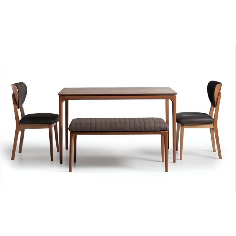 Essgruppe Holz Esszimmer Esstisch Stühle 6tlg Braun Essecke Bank Stoff von JV Möbel
