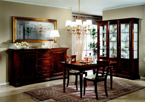 Esstisch 2 Stühle Vitrine Kommode Spiegel Komplettes Esszimmer Garnitur 6tlg Neu Esstisch 2 Stühle Vitrine Kommode Spiegel Komplettes Esszimmer Garnitur 6tlg Neu von JV Möbel