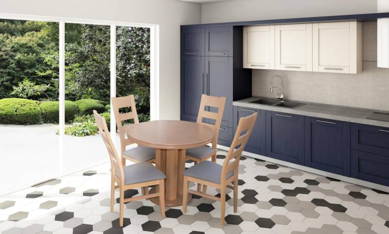 Esstisch 4 x Stühlen Esszimmer Set Essgruppe Holz Tisch 5tlg. Gruppe Garnitur von JV Möbel