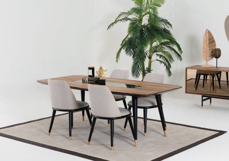 Esstisch 4 x Stühlen Esszimmer Set Essgruppe Holz Tisch 5tlg. Gruppe von JV Möbel