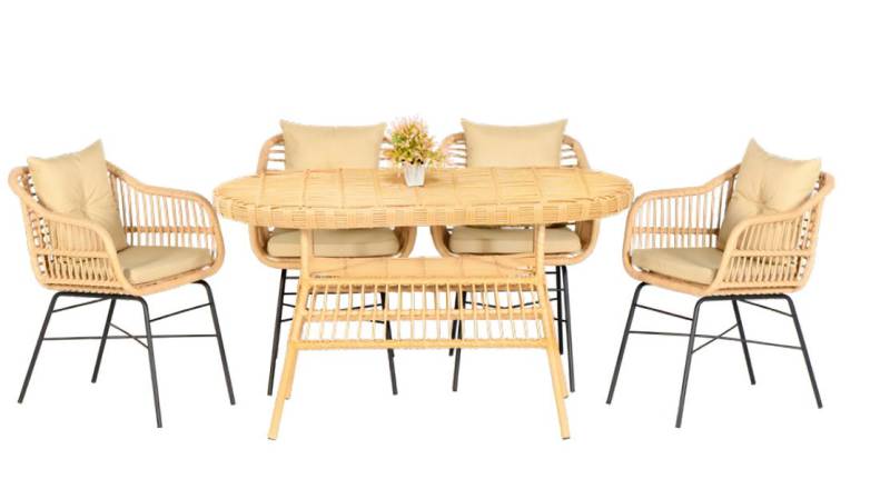 Esstisch 4x Stühle Garten Möbel Set 5tlg Terrasse Balkon Luxus Design Garnitur von JV Möbel