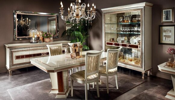 Esstisch 4x Stühle Vitrine Kommode 8tlg. Esszimmer Set Gruppe Garnitur Tisch Neu von JV Möbel