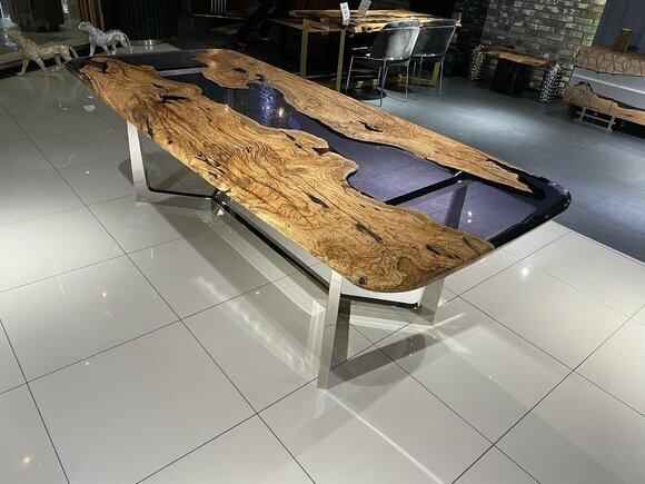 Esstisch Epoxidharz Küchentisch Esszimmertisch Tisch 240 cm Holz Braun von JV Moebel
