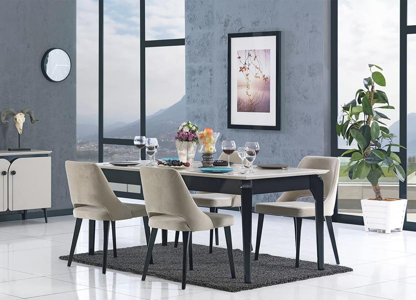 Esstisch Essgruppe Essgarnitur Polsterstühle Tisch + 4 x Lehnstuhl Esszimmer Set von JV Möbel