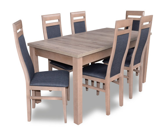 Esstisch Garnitur Tisch + 6x Stühle Stuhl Esszimmer Garnitur Tisch Holz Textil von JV Moebel