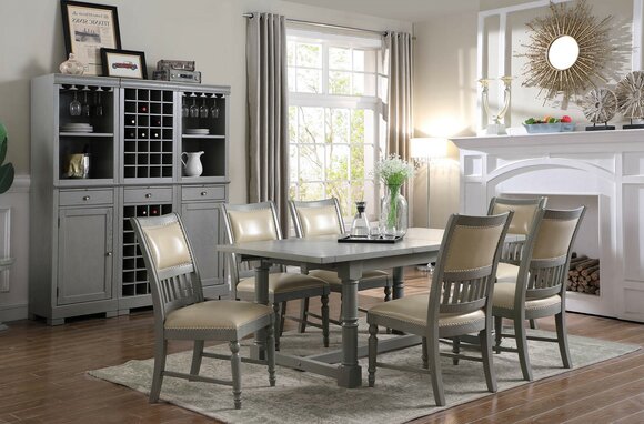 Esstisch Garnitur Tisch 6x Stühle Stuhl Esszimmer Gruppe Tisch Holz Leder Möbel von JV Möbel