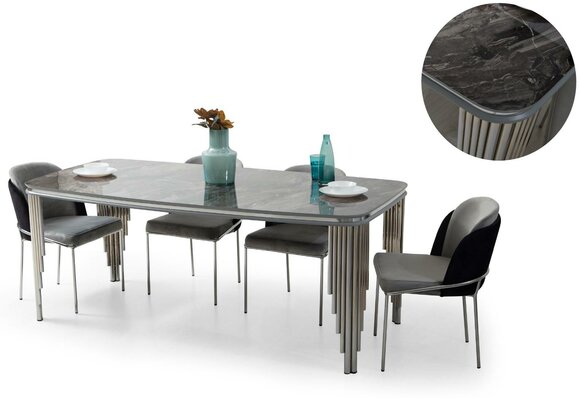 Esstisch Gruppe 4x Stühle Essgarnitur Essgruppen Stuhl Set Tisch 5tlg. Set Neu von JV Möbel