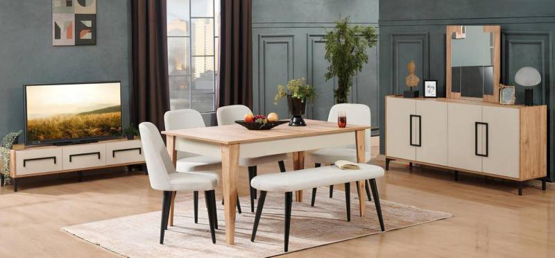 Esstisch Stühle Hocker Esszimmerset Essplatz-Kombination Esstisch Stühlen Tisch von JV Möbel