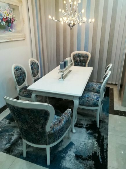 Esstisch designer Sitz Lehnstühle Stuhl Garnitur Tisch + 4 Stühle Set Esszimmer von JV Möbel
