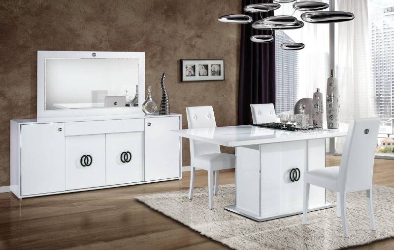 Esszimmer Esstisch 3x Stuhl Kommode Spiegel Luxus Holz Modern Designer Set 6tlg. von JV Möbel