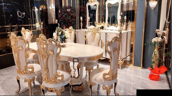 Esszimmer Esstisch Stuhl Anrichte Spiegel Gruppe Garnitur Tisch Holz Set 10tlg. von JV Möbel