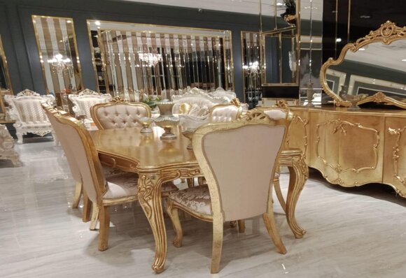 Esszimmer Esstisch Stuhl Ess Gruppe Garnitur Set Holz Tisch Tische Stühle Neu von JV Möbel