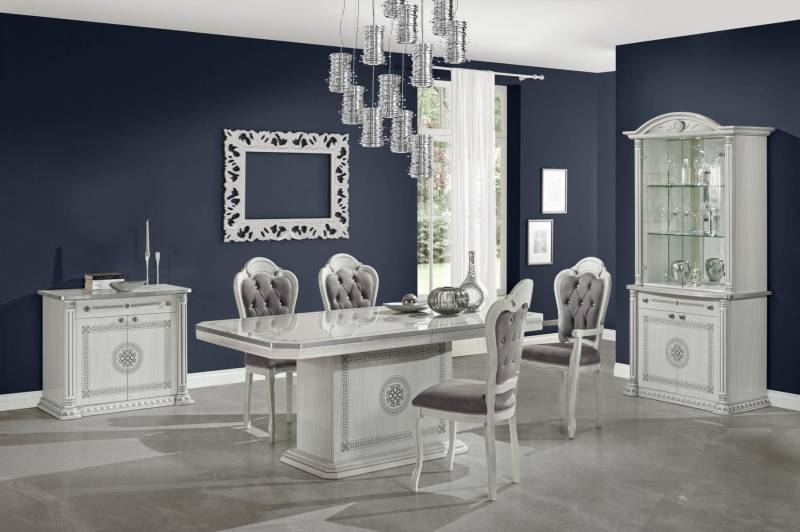 Esszimmer Esstisch Stuhl Kommode Vitrine Gruppe Garnitur Holz Weiß Set 7tlg sets Esszimmer Esstisch Stuhl Kommode Vitrine Gruppe Garnitur Holz Weiß Set 7tlg sets von JV Möbel