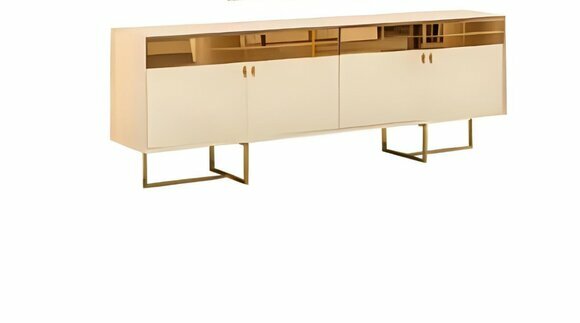 Esszimmer Goldene Anrichte Luxuriöse Küchen Kommode Stilvolles Sideboard von JV Moebel