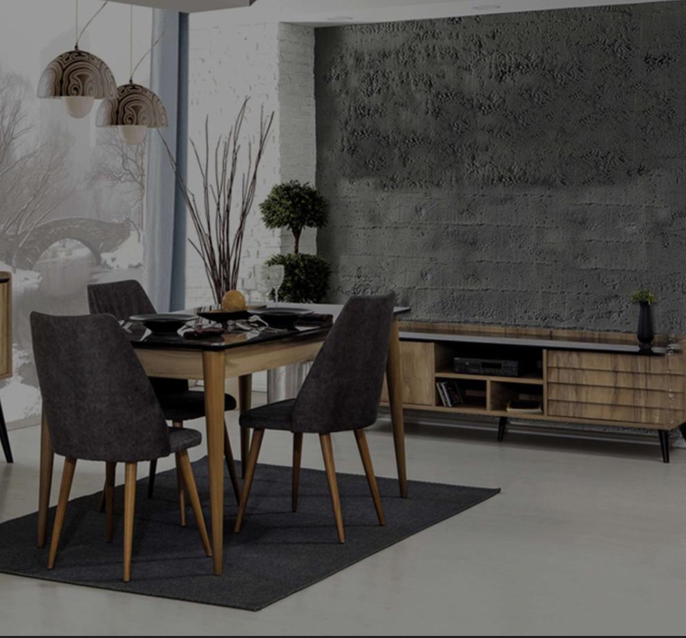 Esszimmer Gruppe Designer Brauner Esstisch 4x Schwarze Polsterstühle von JV Möbel