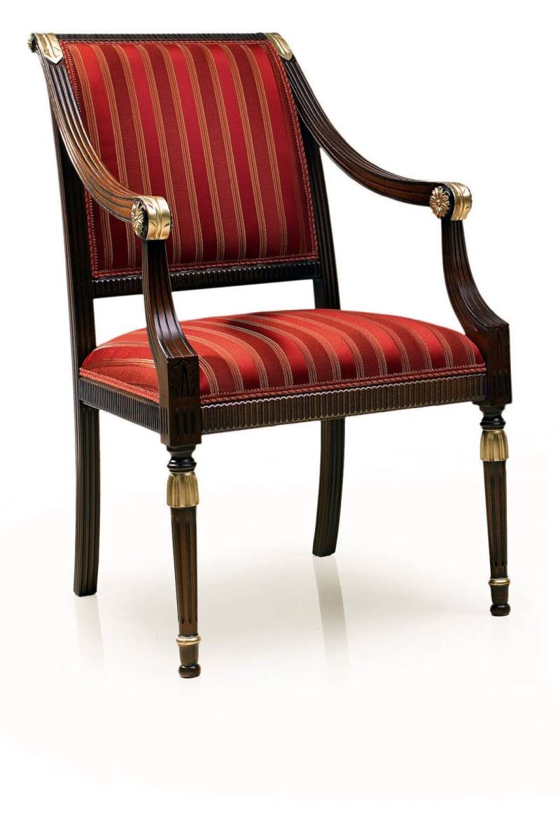 Esszimmer Holz Stühle Polster mit Armlehne Stuhl Rot Design Wohnzimmer Lehnstuhl von JV Möbel