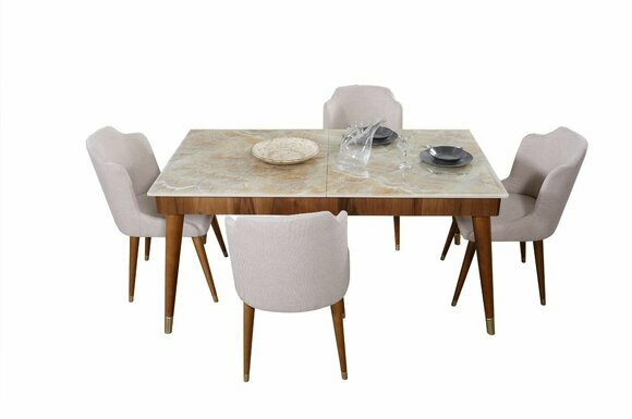 Esszimmer Holz Tische Essgruppe Set Stuhl Gruppe Neu Tisch 4x Design Stühle 5tlg von JV Möbel