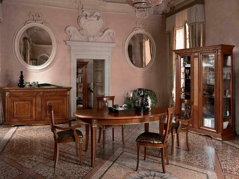 Esszimmer Komplett Tisch Anrichte 4x Stuhl Set Vitrine Barock 7tlg. Massivholz von JV Möbel