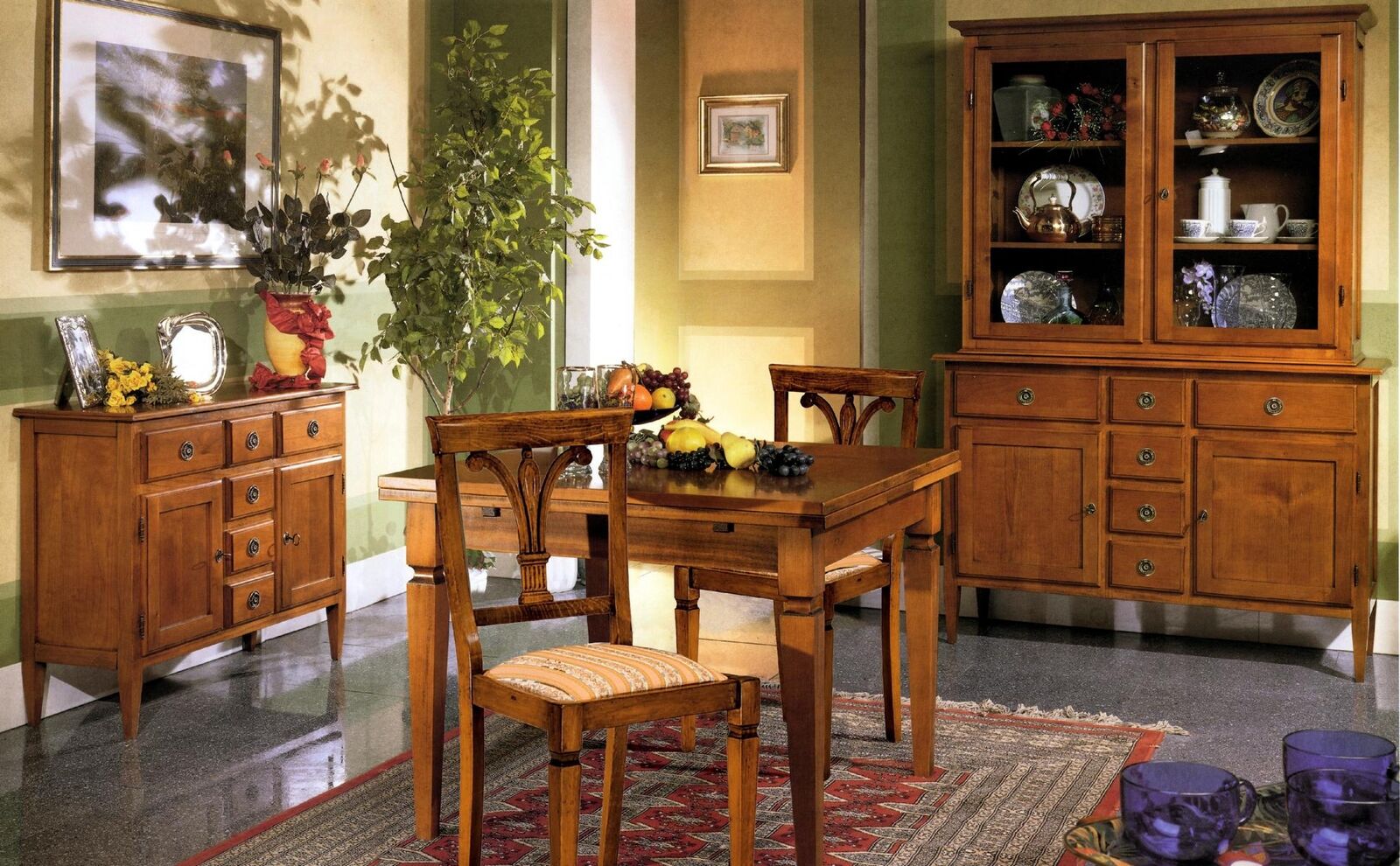 Esszimmer Set 5tlg Art Deko Stühle Esstisch Kommode Anrichte Holz Antik Tische von JV Möbel