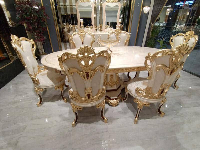 Esszimmer Set 6x Stühle Essgruppe Holz Polsterstuhl Luxus Stuhl Textil Neu Esszimmer Set 6x Stühle Essgruppe Holz Polsterstuhl Luxus Stuhl Textil Neu von JV Möbel