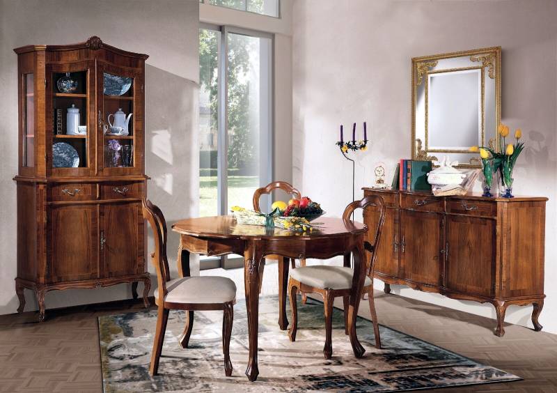Esszimmer Set 7 tlg. Rund Esstisch 3x Stühle Anrichte Ess Gruppe Holz Tisch Neu von JV Möbel