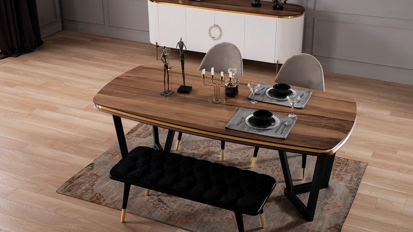 Esszimmer Set Besteht aus Esstisch+4x Stühle und Bank Braun Farbe 6tlg. Esszimmer Set Besteht aus Esstisch+4x Stühle und Bank Braun Farbe 6tlg. von JV Möbel