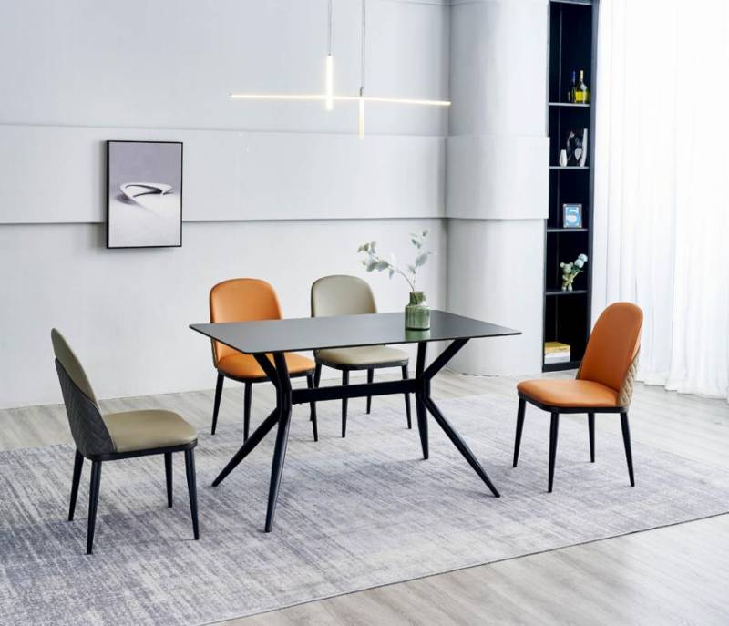 Esszimmer Set Designer Esstisch 4x Polsterstühle Edelstahl Möbel 5tlg Esszimmer Set Designer Esstisch 4x Polsterstühle Edelstahl Möbel 5tlg von JV Möbel