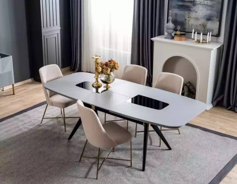 Esszimmer Set Esstisch 4x Stühle Garnitur Tisch Gruppe 5tlg. Komplett 5tlg von JV Möbel