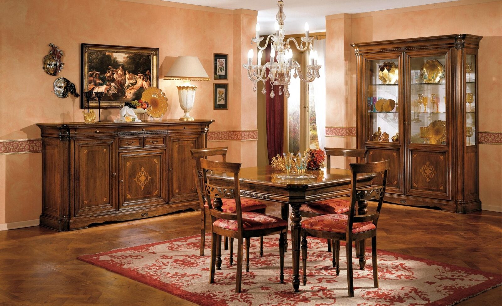 Esszimmer Set Esstisch 4x Stuhl Kommode Vitrine Garnitur Tisch Gruppe 7tlg Möbel von JV Möbel