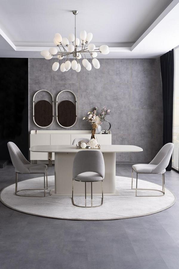 Esszimmer Set Esstisch Polsterstühle Gruppe Sideboard 2x Spiegel Garnitur 8tlg von JV Möbel