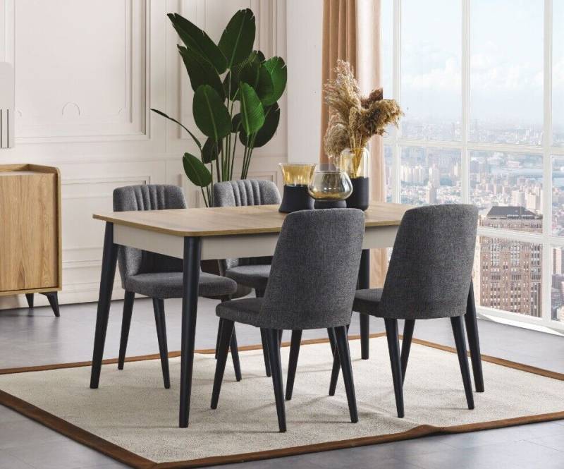 Esszimmer Set Esstisch und 4x Stühle Elegant Möbel Holz set luxuriös 5tlg von JV Möbel