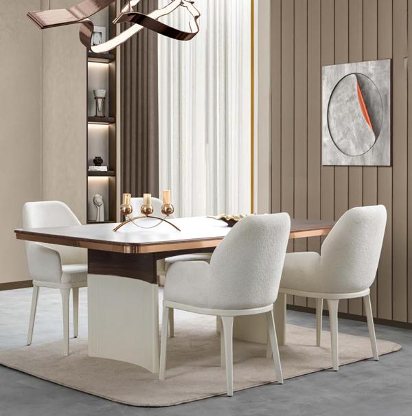 Esszimmer Set Weiß Esstisch 4x Polsterstühle Esszimmermöbel Luxusmöbel 5tlg von JV Möbel