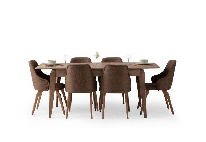 Esszimmer set 7tlg. Esstisch+6x Stühle Designer Holz Beige Garnitur Neu von JV Möbel