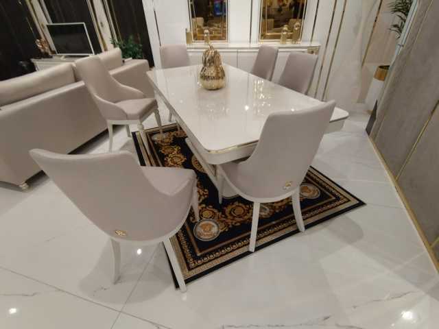 Esszimmer set Modern Esstisch + 6x Stühle Tisch Holz Polsterstuhl 7tlg. Esszimmer set Modern Esstisch + 6x Stühle Tisch Holz Polsterstuhl 7tlg. von JV Möbel