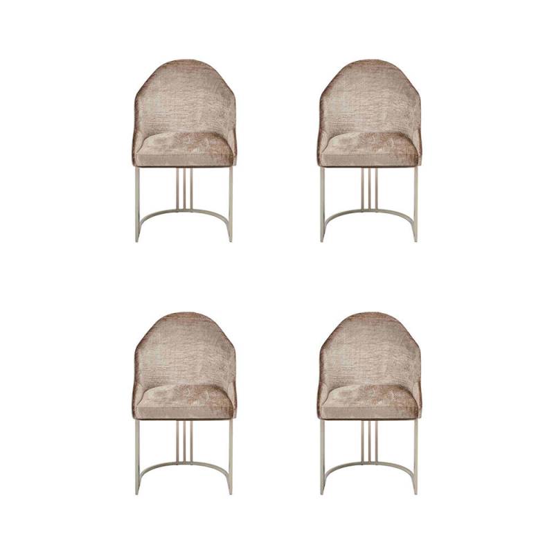 Esszimmerstuhl Luxus 4x Stühle Textil Design Metall Modern Stuhl Möbel von JV Möbel
