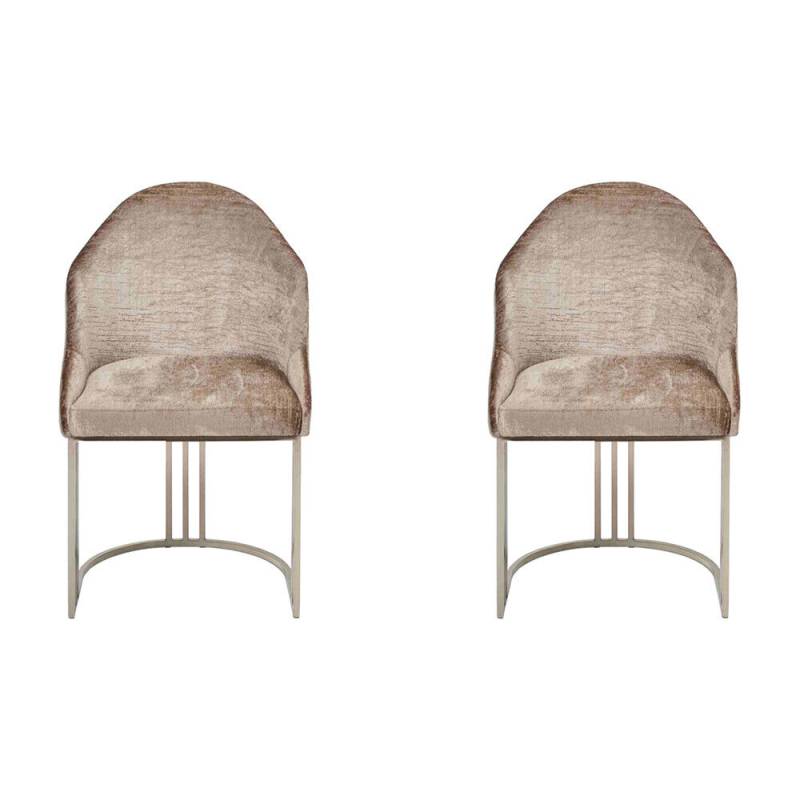 Esszimmerstuhl Luxus Modern 2x Stühle Textil Design Metall Stuhl Möbel von JV Möbel