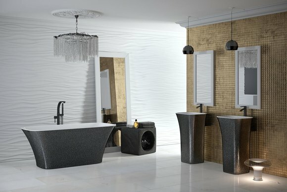 Exclusive Freistehende Design Badewanne Moderne Wanne Bad Frei stehend Schwarz von JV Möbel
