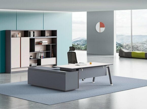 Exklusive Arbeitszimmermöbel Designer Schreibtisch Holz Büroschrank 2tlg von JV Moebel
