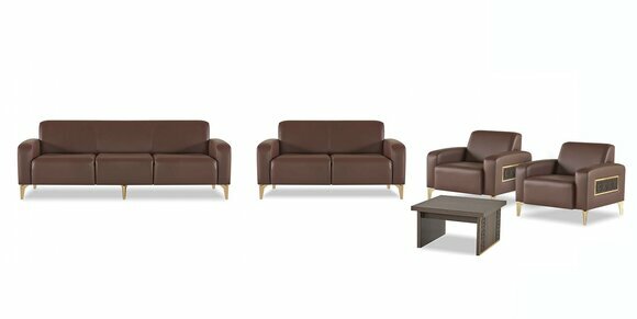 Exklusive Braune Arbeitszimmer Möbel Designer Couchtisch Sessel 2x Sofas Exklusive Braune Arbeitszimmer Möbel Designer Couchtisch Sessel 2x Sofas von JV Moebel