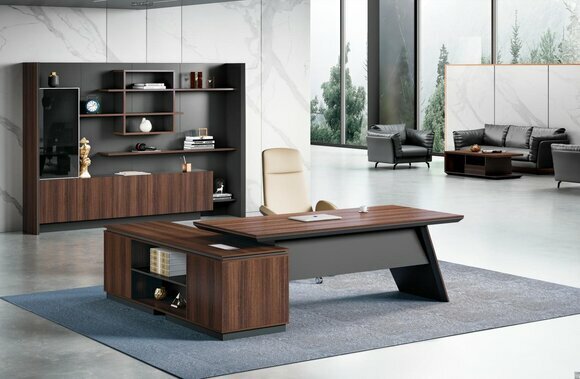Exklusive Bürmöbel Designer Aktenschrank Robuster Eckschreibtisch 2tlg von JV Moebel