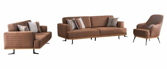 Exklusive Dreisitzer-Sofas und -Sessel für das Wohnzimmer in brauner Polsterung von JV Moebel