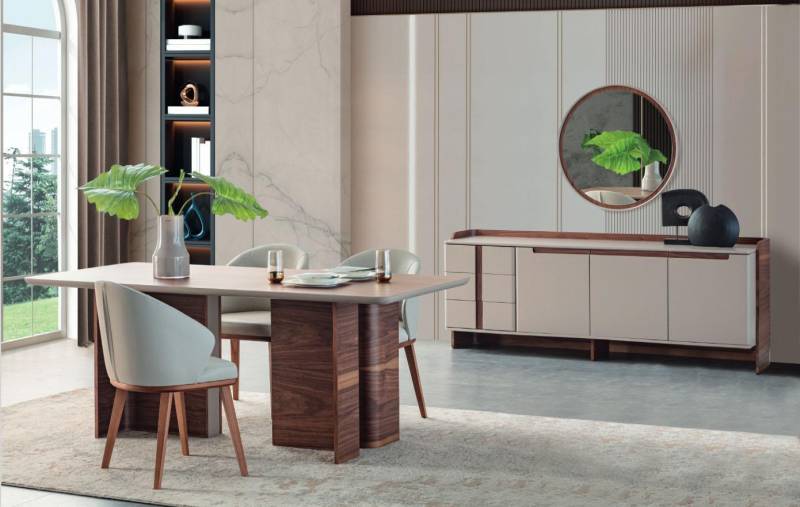 Exklusive Esszimmer Möbel Robuster Esstisch Designer Sideboard Stühle von JV Möbel